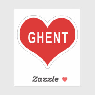 Sticker en vinyle de coeur rouge GHENT
