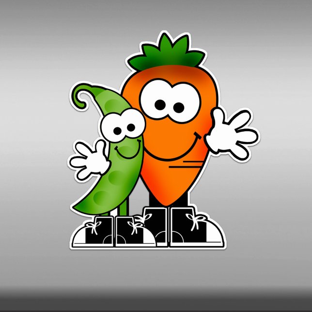 Sticker en vinyle de Cutie Cartoon Peas et Carotte (Créateur téléchargé)