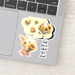 Sticker en vinyle de lapin mou   Rêvez ce que vous