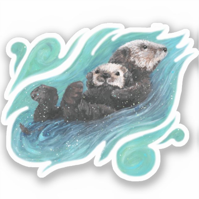 Sticker en vinyle de loutres de mer (Recto)