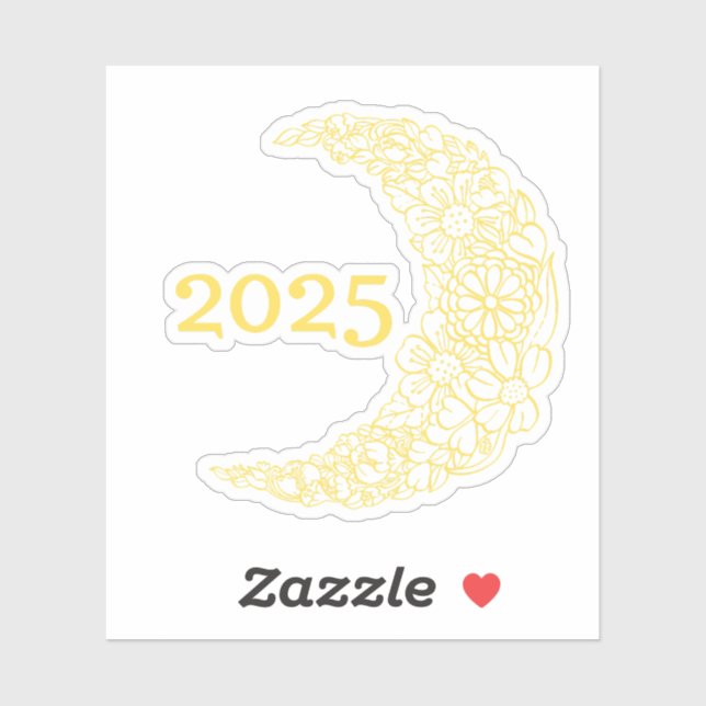 Sticker en vinyle de lune florale 2025 - Parfait p (Feuille)