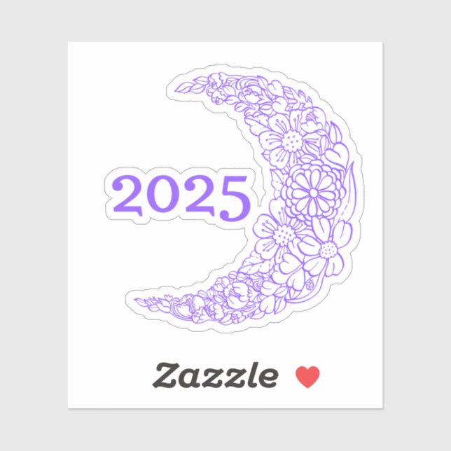 Sticker en vinyle de lune florale 2025 - Parfait p (Feuille)