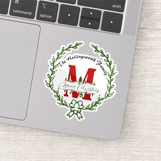Sticker en vinyle de monogramme de Noël Joyeux (Détail)