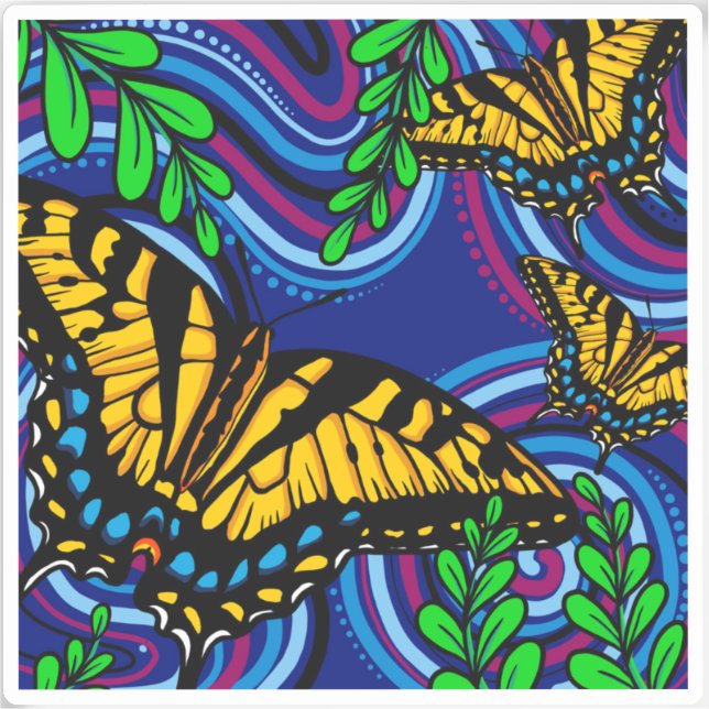 Sticker en vinyle de papillon jaune (Recto)