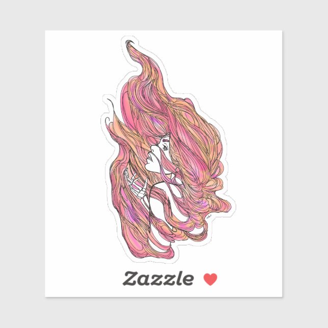 Sticker en vinyle de portrait coloré (Feuille)