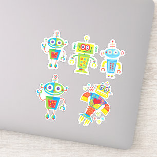 Sticker en vinyle de robots colorés