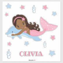 Sticker en vinyle de sirène et de dauphin d'Afriqu