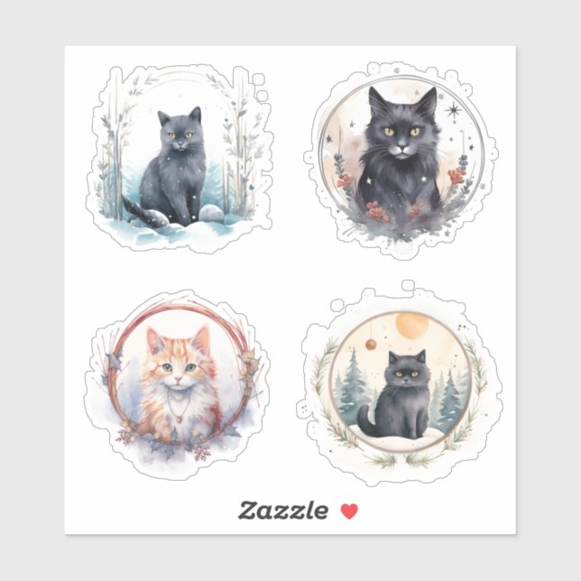 Sticker en vinyle de Yule Cats (Feuille)