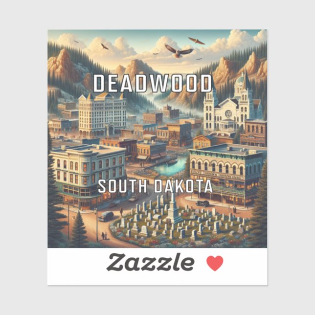 Sticker en vinyle Deadwood South Dakota 3 pouces (Feuille)
