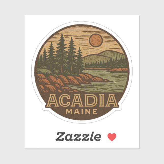 Sticker en vinyle du parc national Acadia - étanch (Feuille)