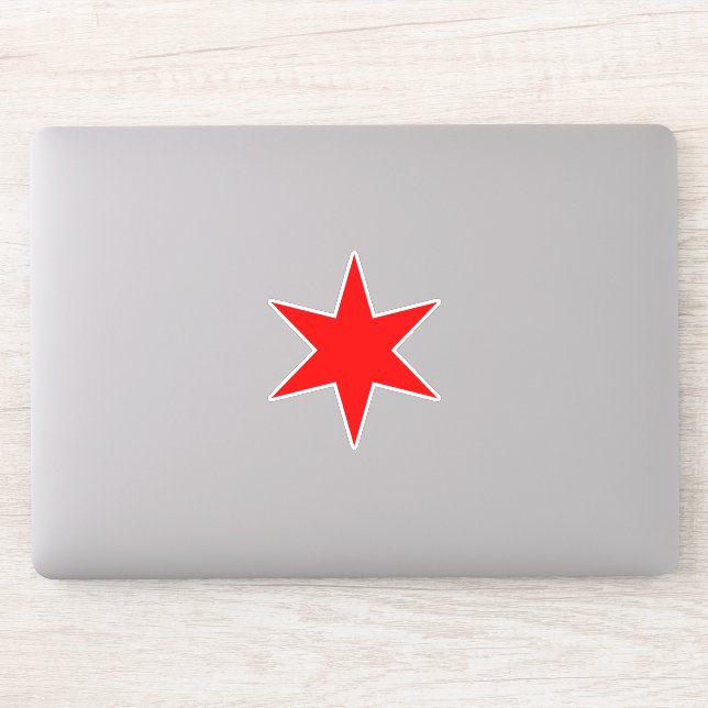 Sticker en vinyle étoile rouge Chicago à 6 branche (Ordinateur)