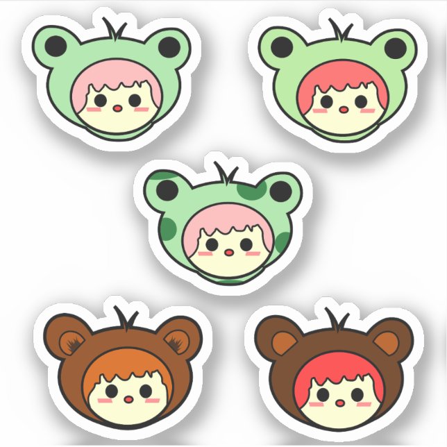Sticker en vinyle féminin Kawaii (Devant)
