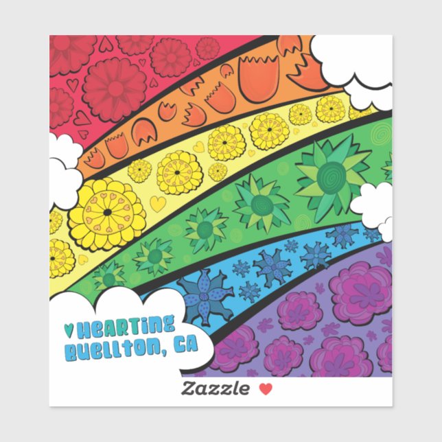 Sticker en vinyle - Fleurs arc-en-ciel - Buellton. (Feuille)
