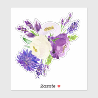 Sticker en vinyle - Fleurs d'aquarelle brillantes