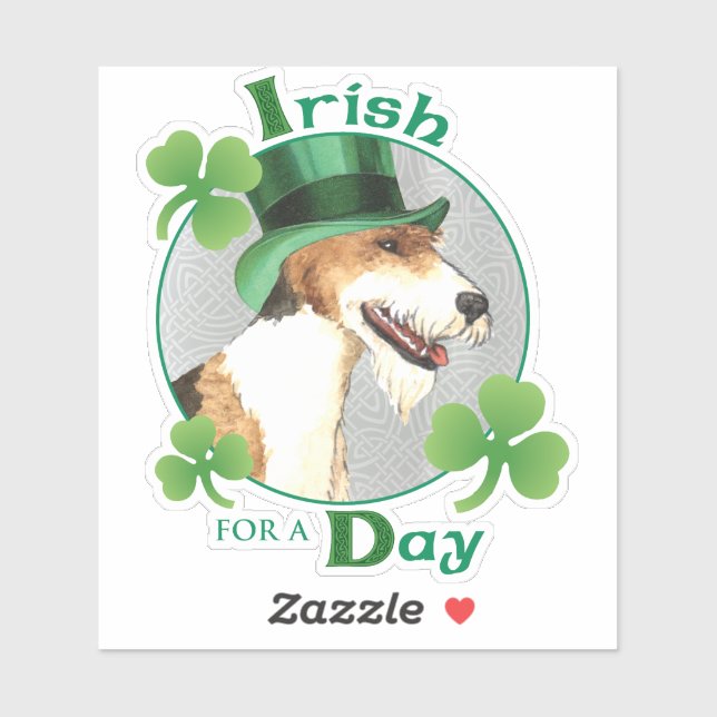 Sticker en vinyle Fox Terrier pour la Saint Patric (Feuille)