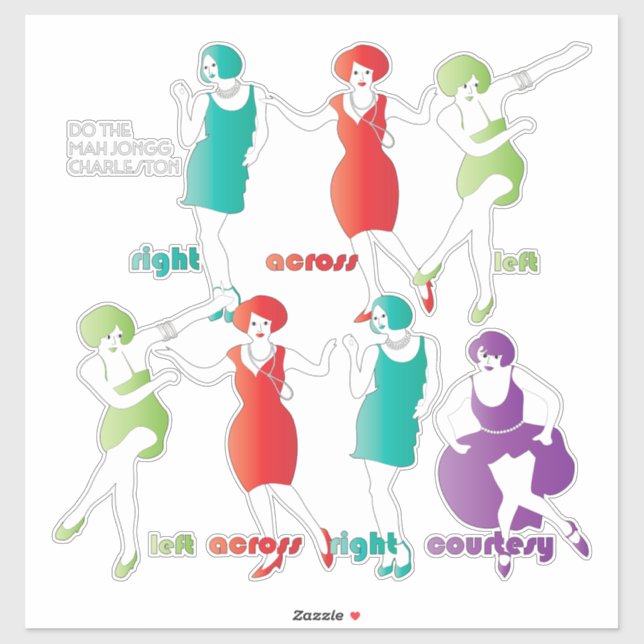 Sticker en vinyle Mah Jongg Charleston (Feuille)