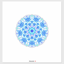 Sticker en vinyle Mandala Boho Blue Snowflake