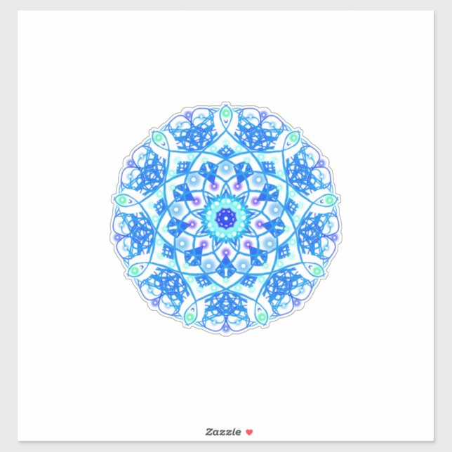 Sticker en vinyle Mandala Boho Blue Snowflake (Feuille)