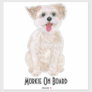 Sticker en vinyle Morkie avec texte