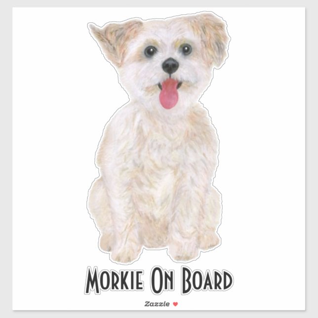 Sticker en vinyle Morkie avec texte (Feuille)