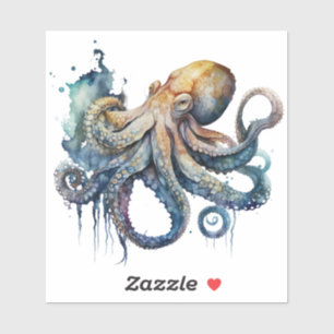 Sticker en vinyle octopus d'aquarelle