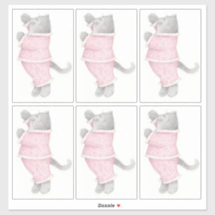 Sticker en vinyle PINK PAJAMAS CAT 14"X14"