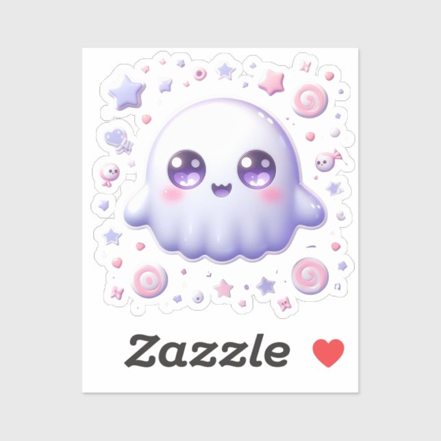 Sticker en vinyle pour fantôme Kawaii - Cute Paste (Feuille)