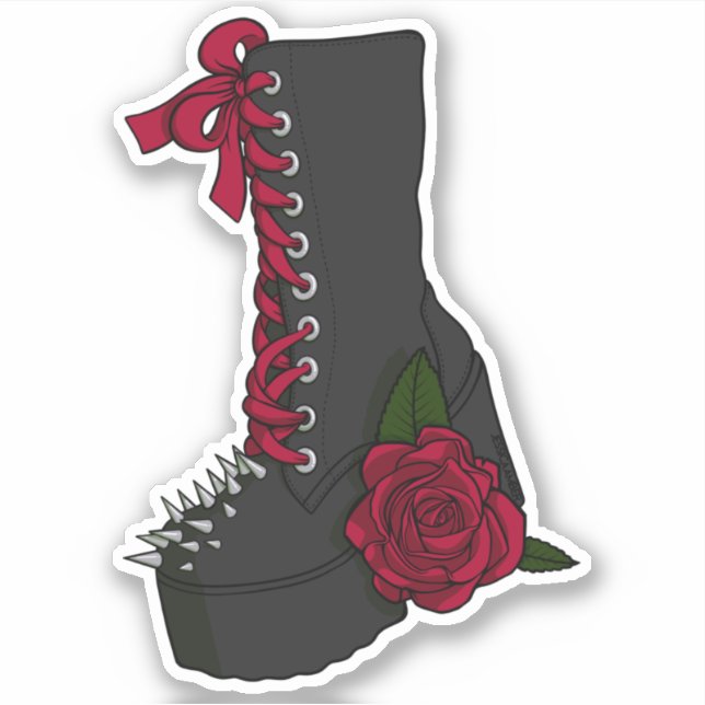 Sticker en vinyle Rose de Boot Carton Rouge Noir P (Devant)
