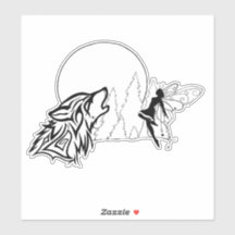 Sticker en vinyle sur mesure pour loup et fée