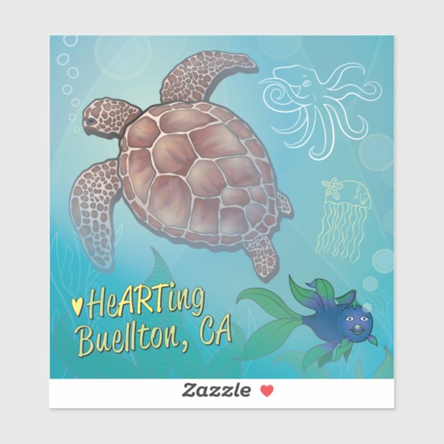 Sticker en vinyle - Turtle Swim - Buellton.Art (Feuille)