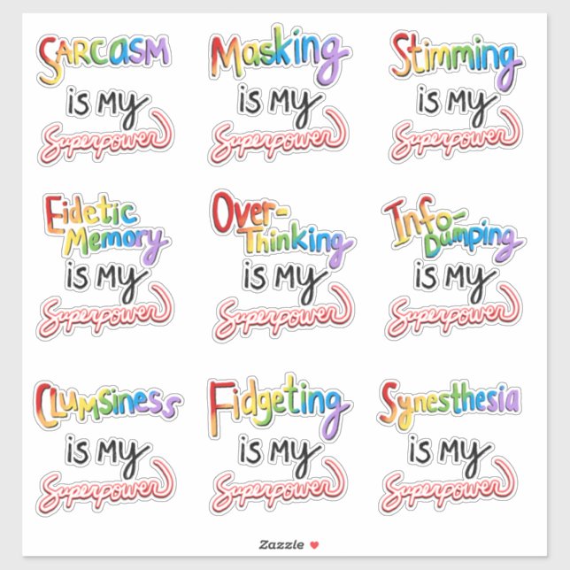 Sticker Encore plus de superpuissances neurodivergeantes (Feuille)