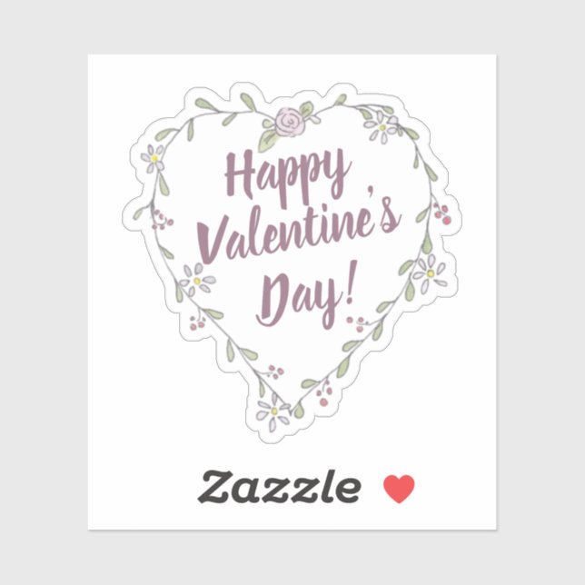 Sticker Encre et aquarelle Twiggy Florale Valentine Wreath (Feuille)