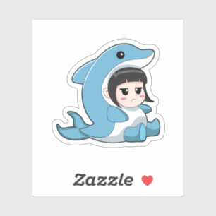 Sticker Enfant avec costume de dauphin