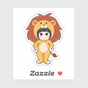 Sticker Enfant avec costume de lion