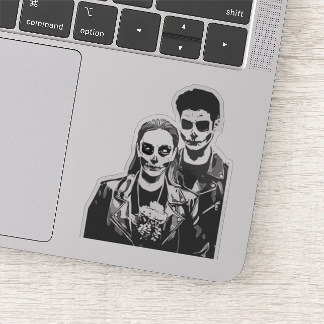 Sticker Enfant Zombie et fille zombie Romance Halloween (Détail)