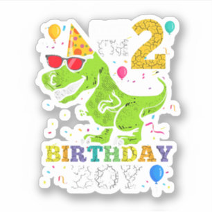 Sticker Enfants 2 Ans 2E Anniversaire Garçon T Rex Dinosau
