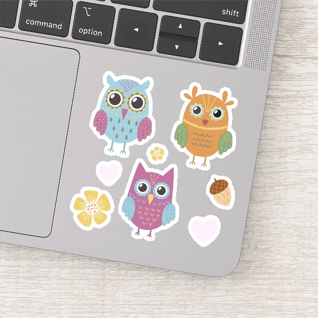 Sticker Enfants Chouettes jolies colorées #1 (Détail)