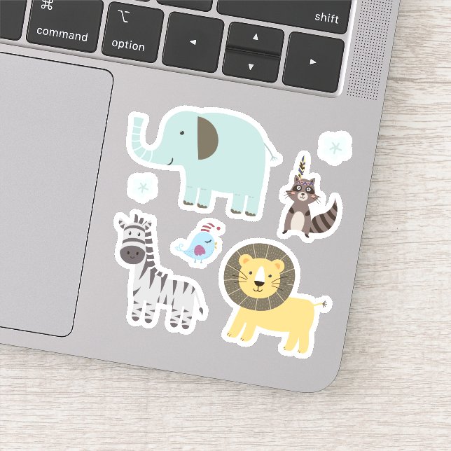 Sticker Enfants Cute Zoo Animaux Eléphant Lion Zebra (Détail)