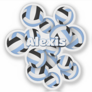 Sticker enfants nom bleu clair noir couleur équipe volleyb