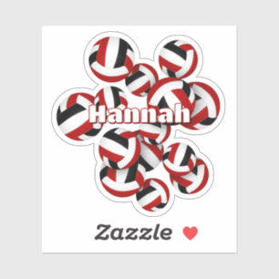 Sticker enfants nom rouge noir équipe couleurs volleyballs