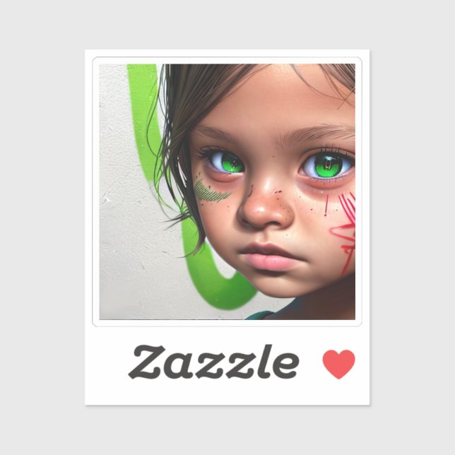 Sticker Enfants tribaux | Yeux verts de petite fille futur (Feuille)