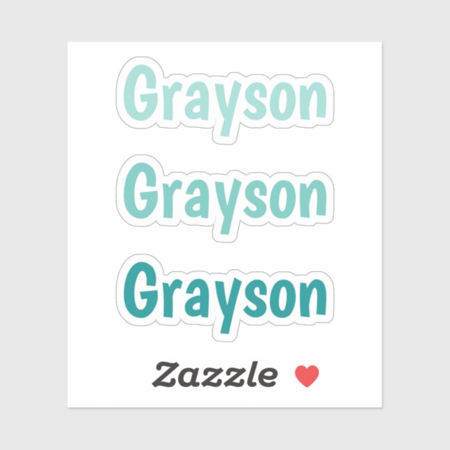 Sticker Enfants Typographie simple dans les rayures Turquo (Feuille)