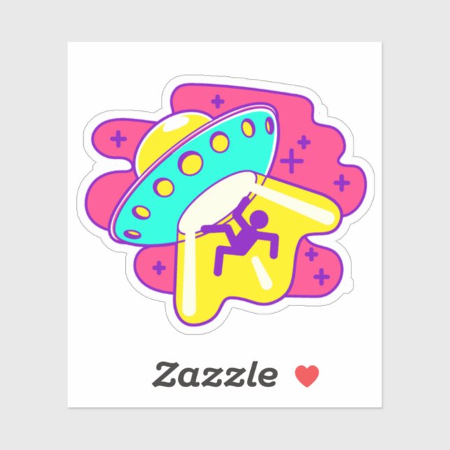 Sticker Enlèvement d'OVNI Alien de navire spatial - Sticke (Feuille)