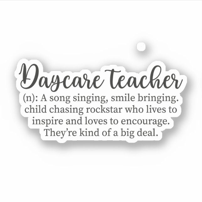 Sticker Enseignant en garderie, Fournisseur de garderies,  (Devant)