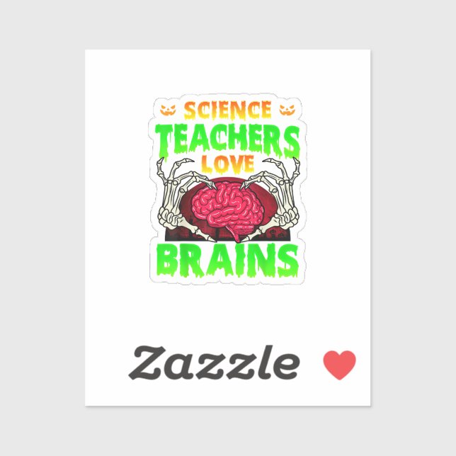 Sticker Enseignants Cerveaux Squelette Coeur main Hallowee (Feuille)