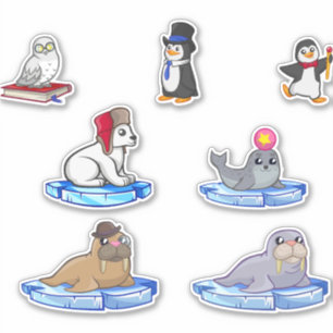 Sticker ensemble d'animaux artiques mignons