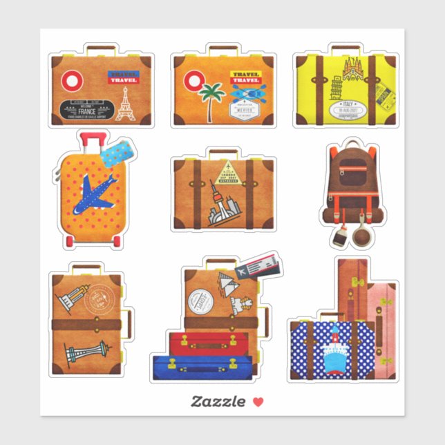 Sticker Ensemble d'autocollants à bagages (Feuille)