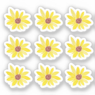 Sticker Ensemble d'autocollants aquarelle tournesols peint