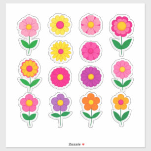 Sticker Ensemble d'autocollants de fleurs colorés