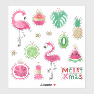 Sticker Ensemble d'autocollants d'ornements de Noël tropic